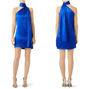 Genny Blue One Shoulder 100% Silk Dress $1035